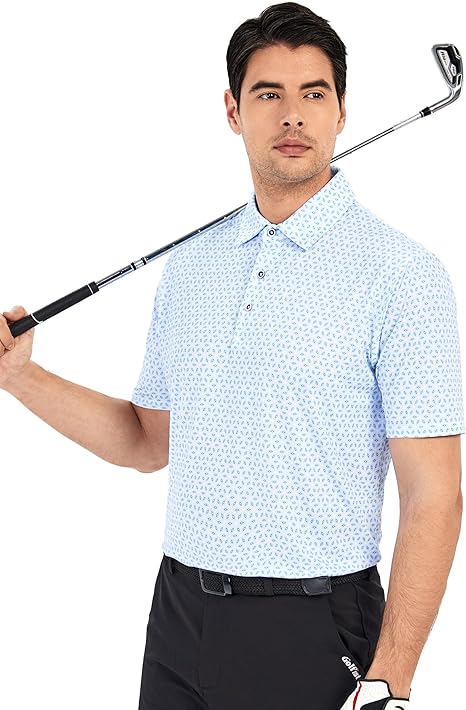 Camisetas de golf para hombres Camiseta de cuello seca de manga corta de impresión de humedad